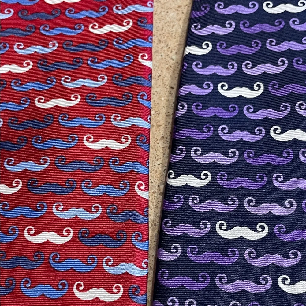 Jos. A. Bank Red and Purple Mustache 100% Silk Ties